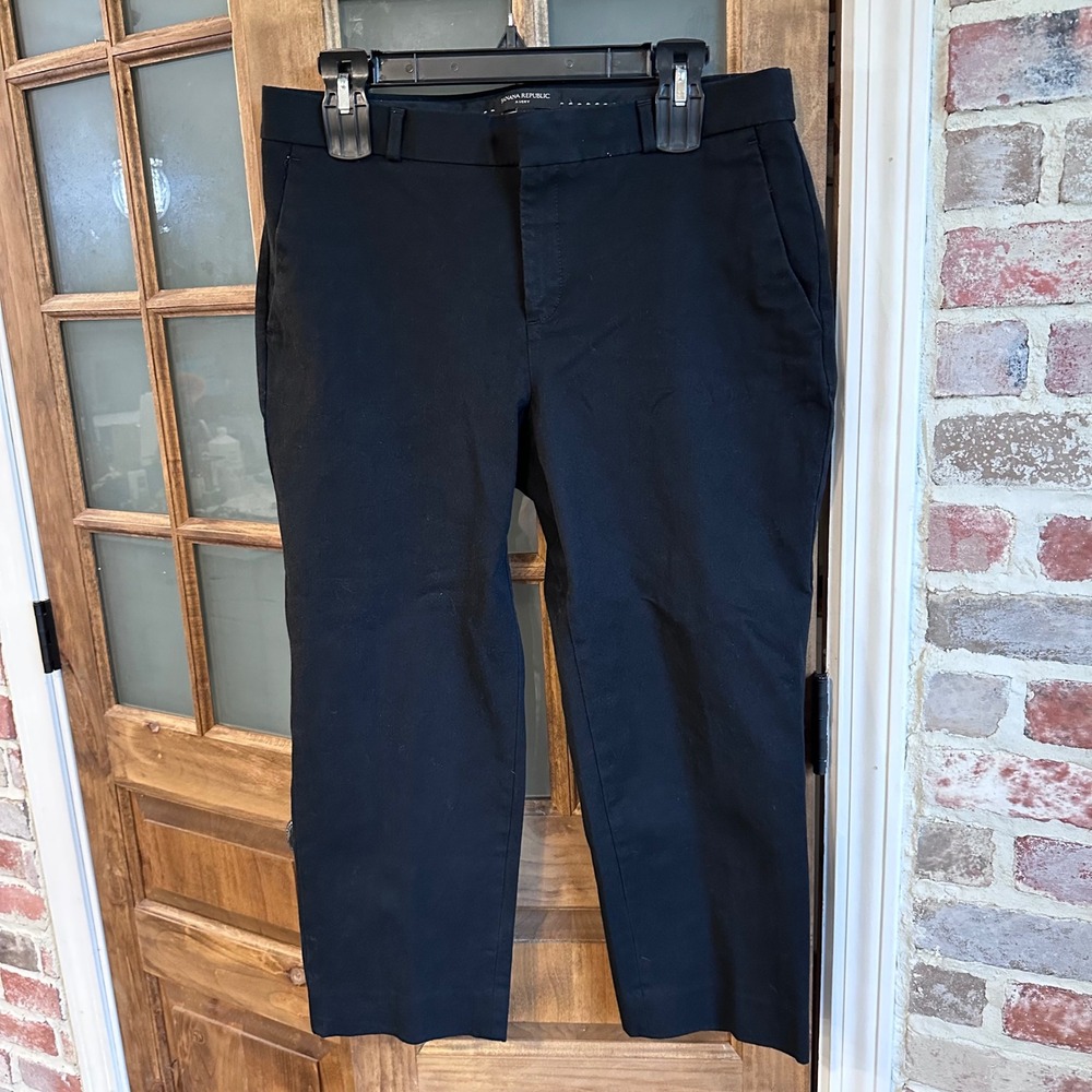 Banana Republic Avery Ankle Pants Womens 10S Black Straight Leg‎ Stretch Office
